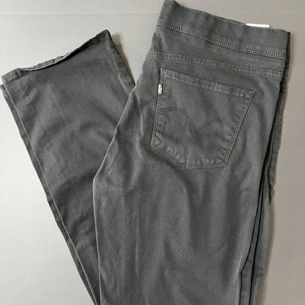 Levi's Straight Leg Pull On Pants Women's 16 33x32 Black Soft Washed Twil 2014
